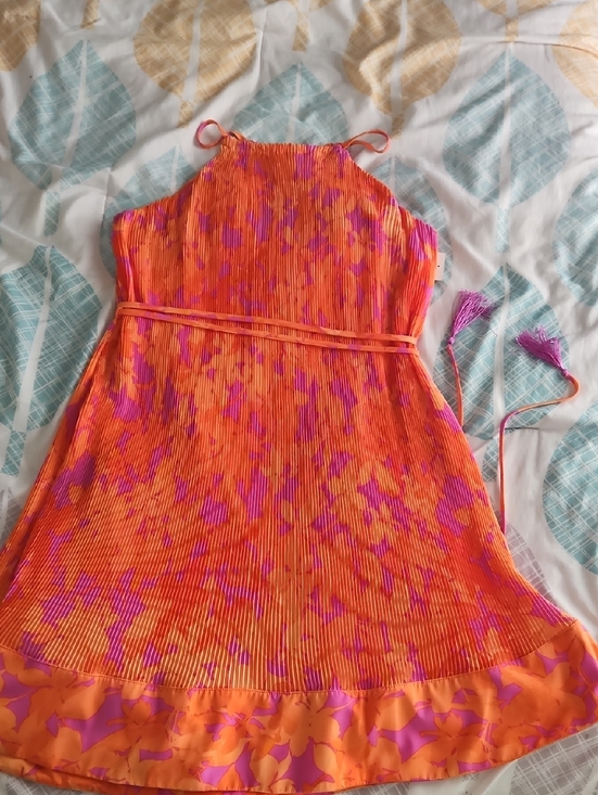 Taylor Dresses & Skirts - Taylor Bright Orange & Pink Halter Summer Dress